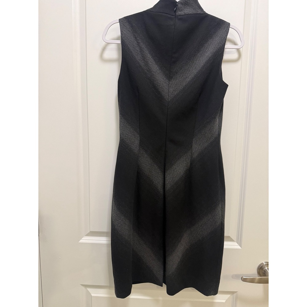 Antonio Melani Black Silver Metallic Chevron Sleeveless Sheath Dress Size 4 - Picture 2 of 6